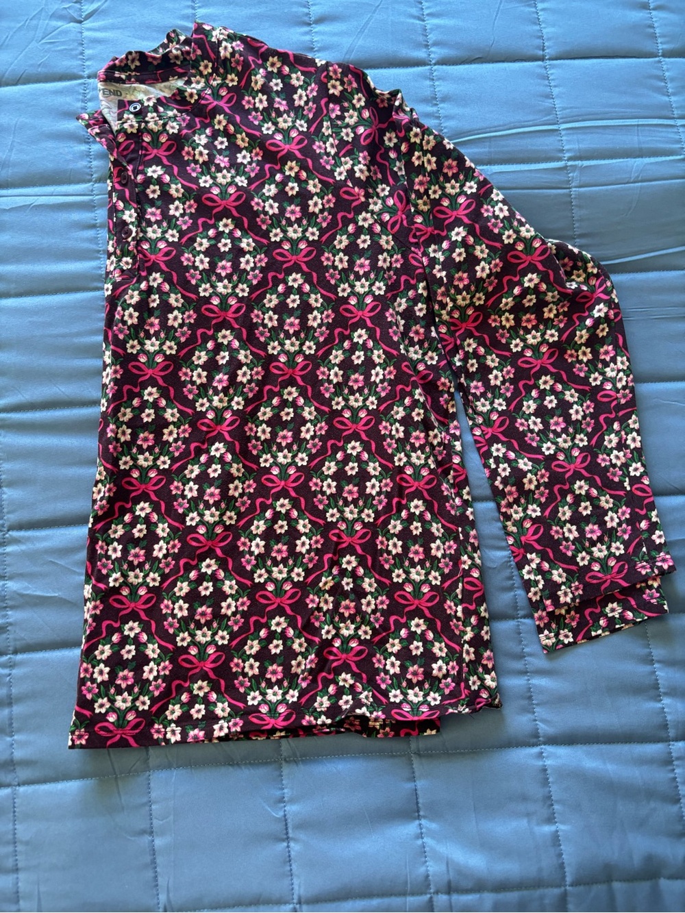 Lands' End Pink and Brown Floral Pajamas. 2 Piece Set. Large Petite
